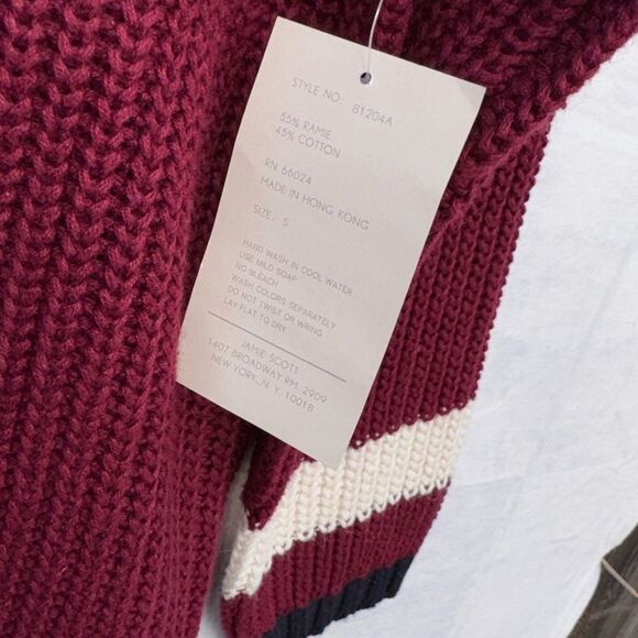 Jamie Scott Chunky Knit Pullover Sweater Women’s Size Small Burgundy VTG - Picture 3 of 13